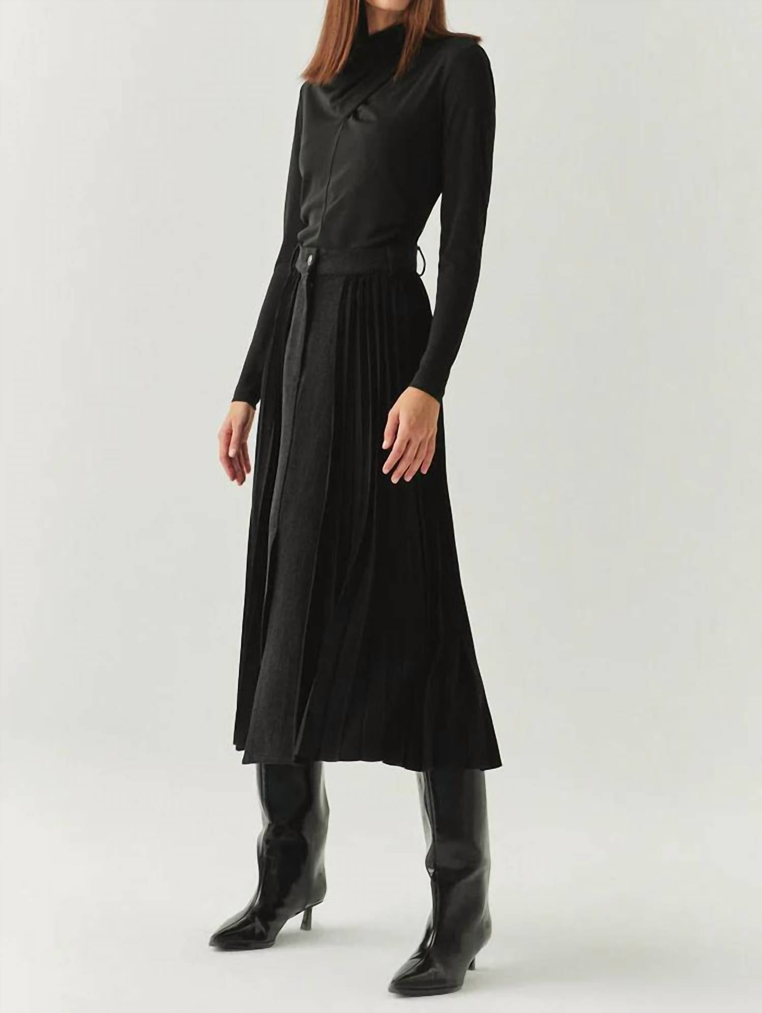 Exquise - Florence Mixed Material Denim Skirt