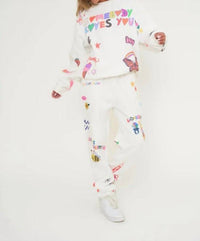 The Mayfair Group Scream Colour Somebody Loves You Sweatpants in white - women's pants