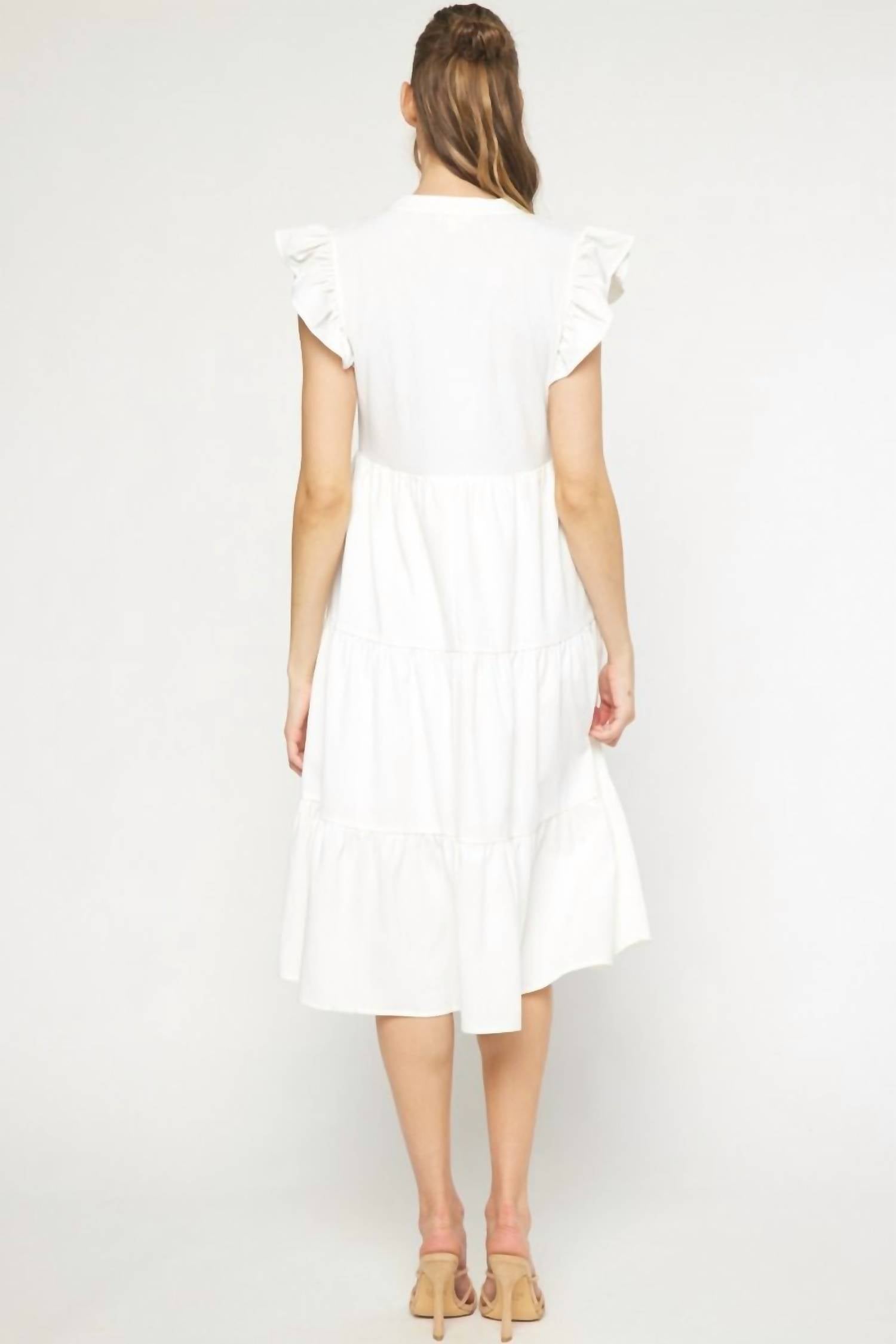 Entro - Ruffled Pocket Tiered Midi Dress