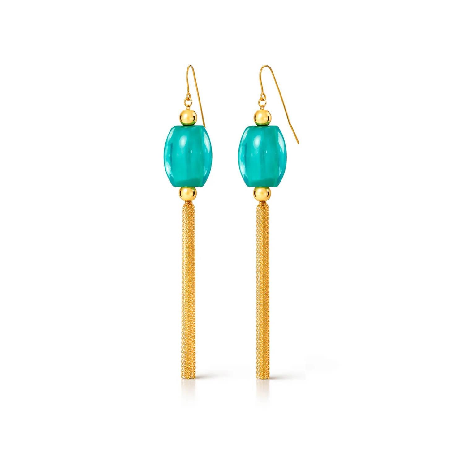 Gold & Honey - Women's Tassel Bead Drop Earrings
