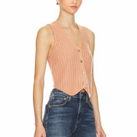 Favorite Daughter Button-down Sleeveless Vest in mauve - women's jacket - alternate view