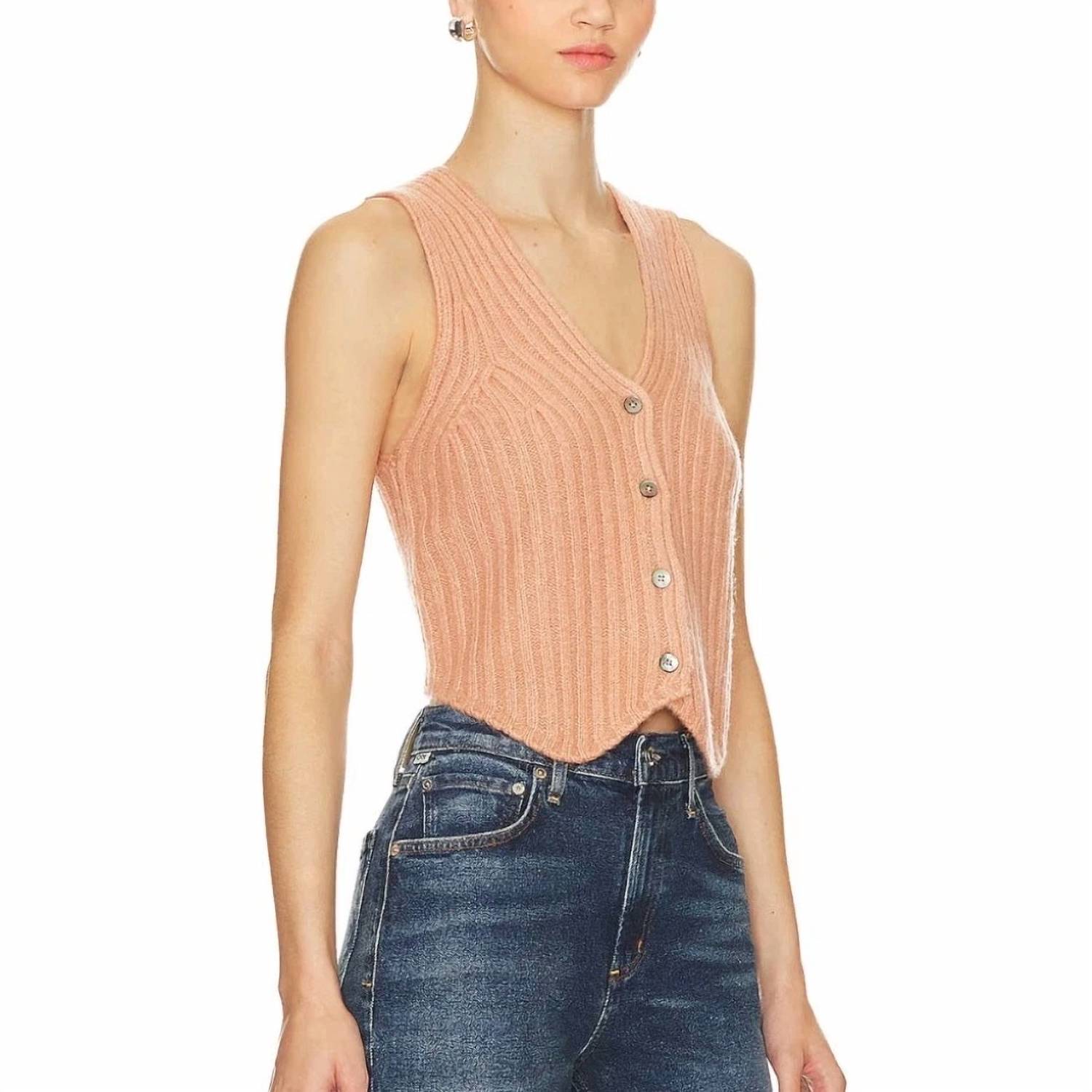 Favorite Daughter Button-down Sleeveless Vest in mauve - women's jacket - alternate view