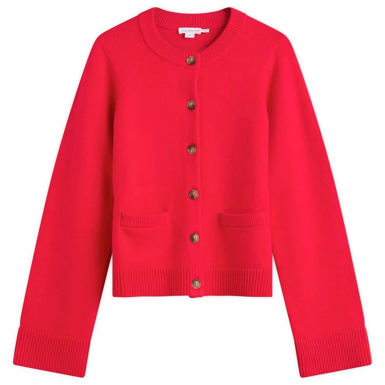 GOOD AMERICAN Button Front Knit Cardigan in chili - women's cardigan - view 4