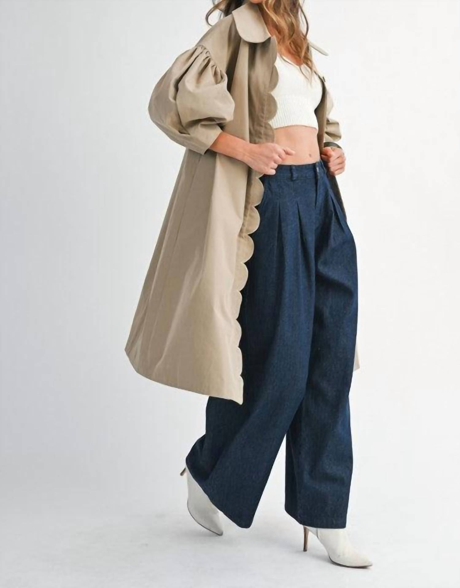 Mable - Classically Modern Scalloped Trench Coat