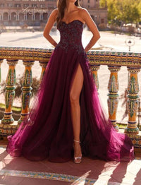 La Femme Women's Prom Dress in dark berry - women's dress - view 8