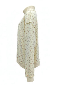 BUCKETLIST Floral Print Oversized Mock Neck Sweatshirt in beige - women's sweater - view 8