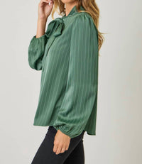 Mystree - Ribbon Tie Stripe Shirt