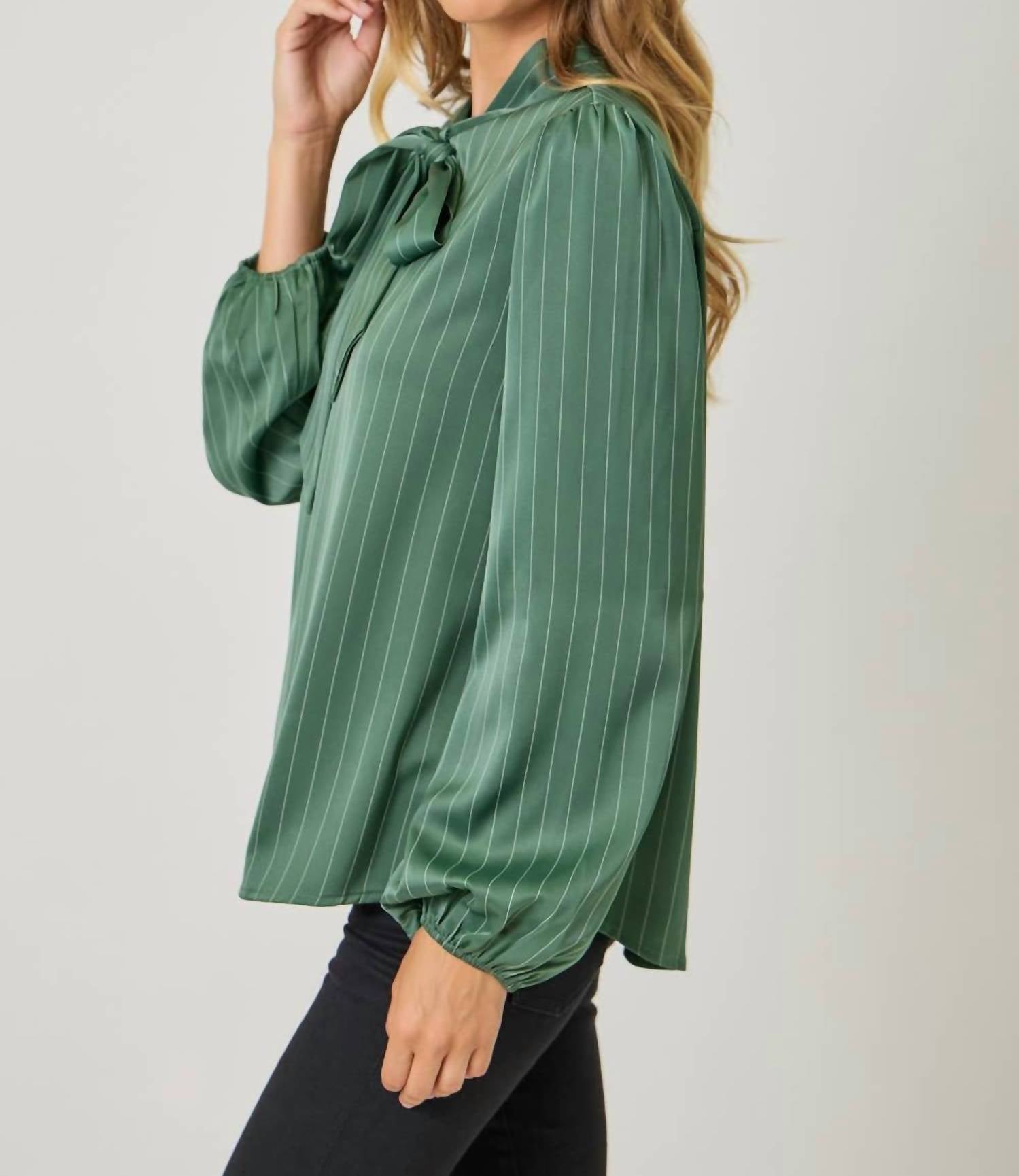 Mystree - Ribbon Tie Stripe Shirt