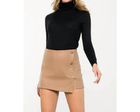 THML Leather Skort in beige - women's shorts - alternate view