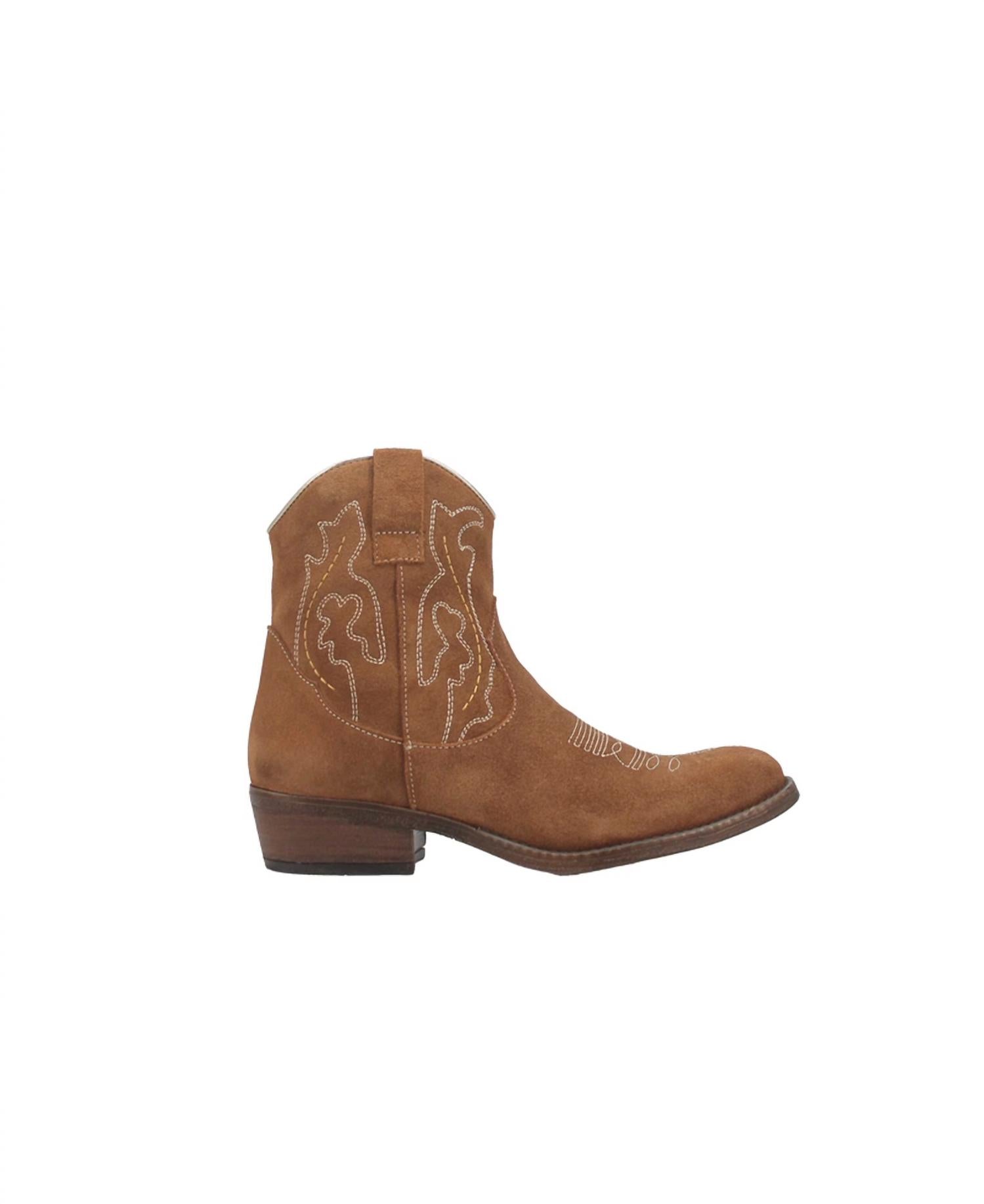 Dingo Women's Daisy Mae Western Ankle Boot in brown - women's shoe