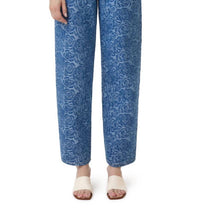 Habitual Jacquard Rose High Waist Barrel Leg Jeans in baltic - women's jeans