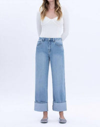 Vervet By Flying Monkey - Gabby Super High Rise Baggy Cuffed Straight Jeans