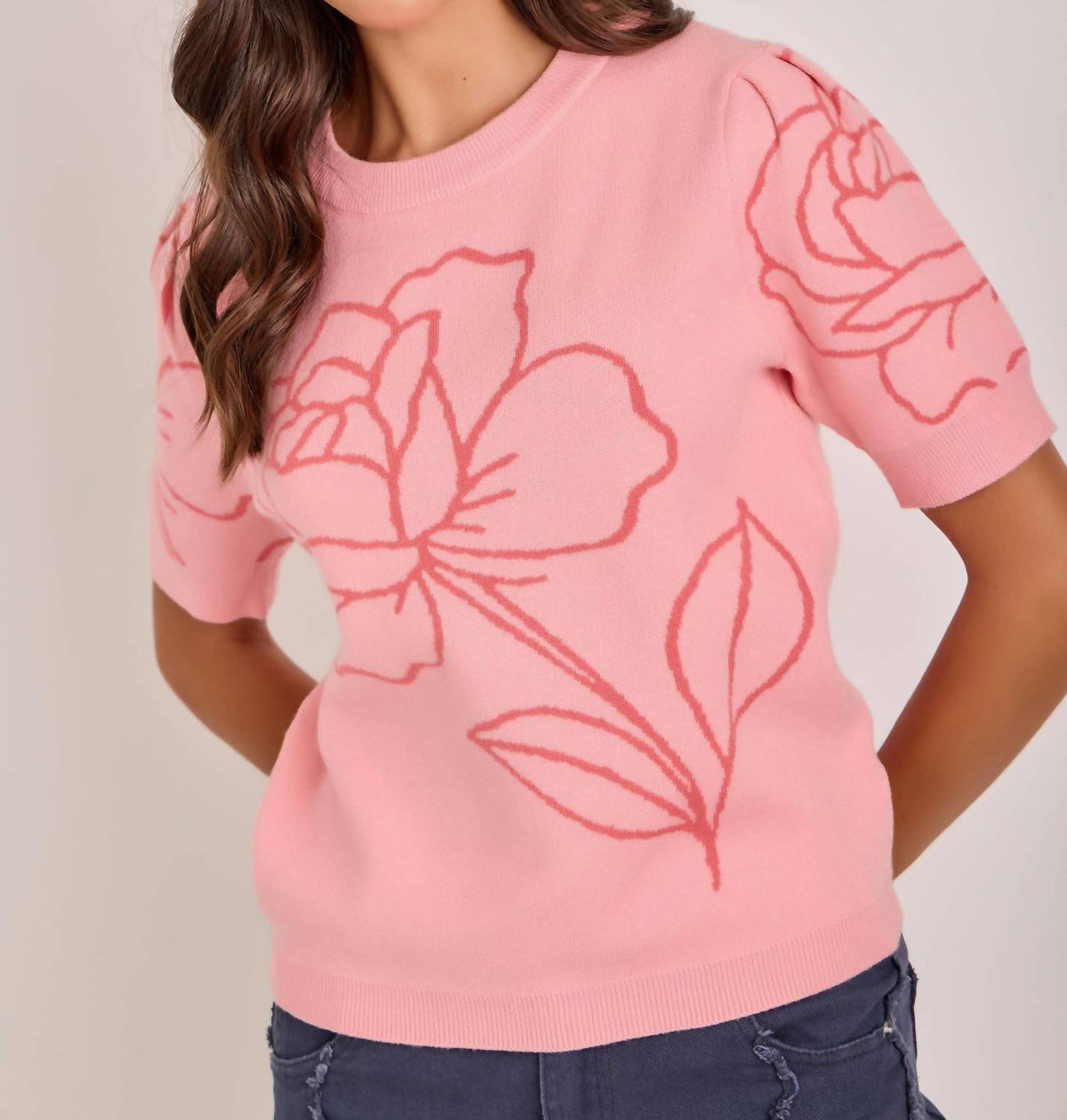 Bon - Camellia Floral Sweater Top