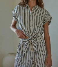 By Together - Striped Button Down Top