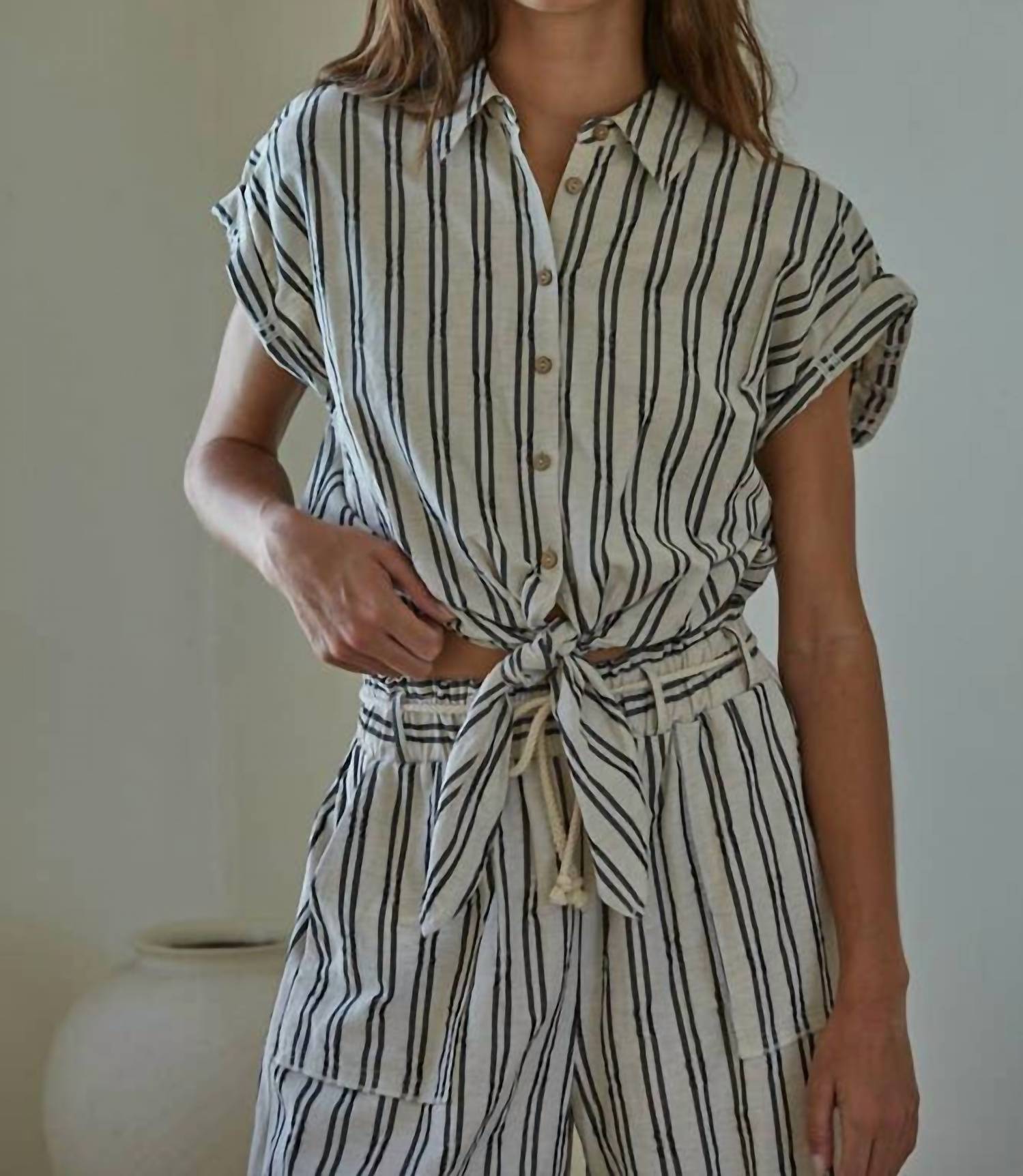 By Together - Striped Button Down Top