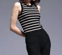 Minnie Rose - Cotton Cashmere Full Needle Striped Tank Top