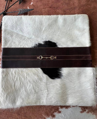 Equipage Snaffle Bit Cowhide Leather Pillow Cover #3 in brown - item - alternate view