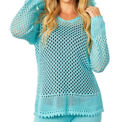 V-Neck Crochet Hoodie