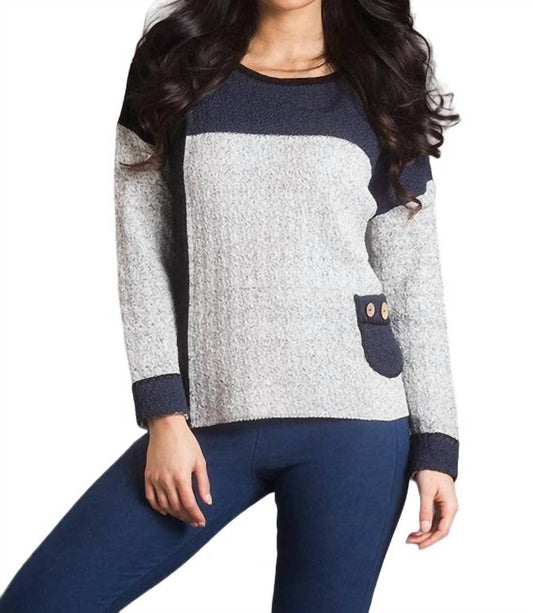 Boucle Color Block Crew Sweater