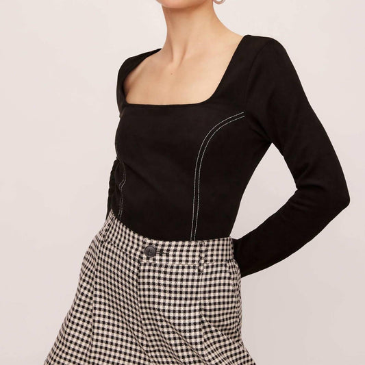 Fifteen Twenty - Faux Suede Stitch Long Sleeve Top