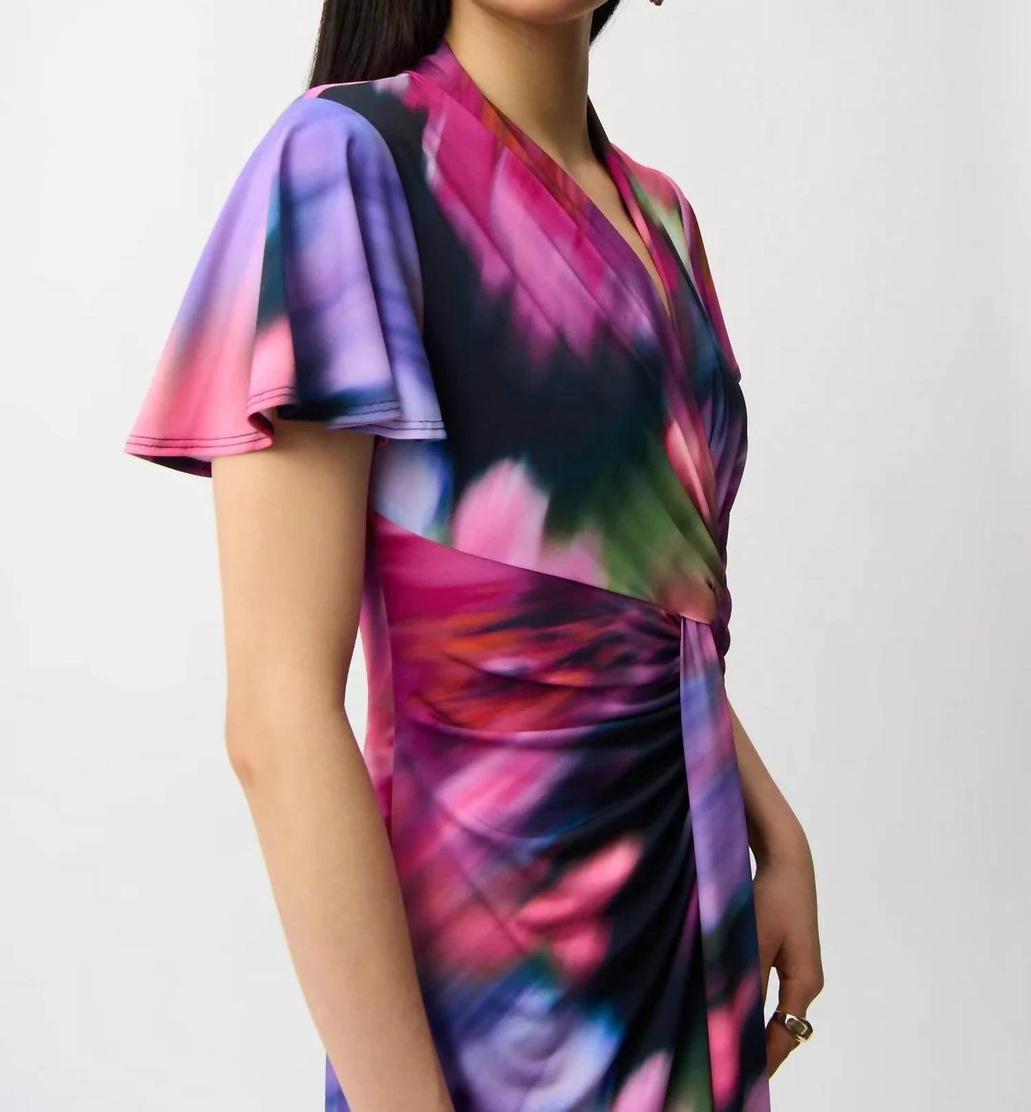 Joseph Ribkoff - Floral Knot Front Midi Dress
