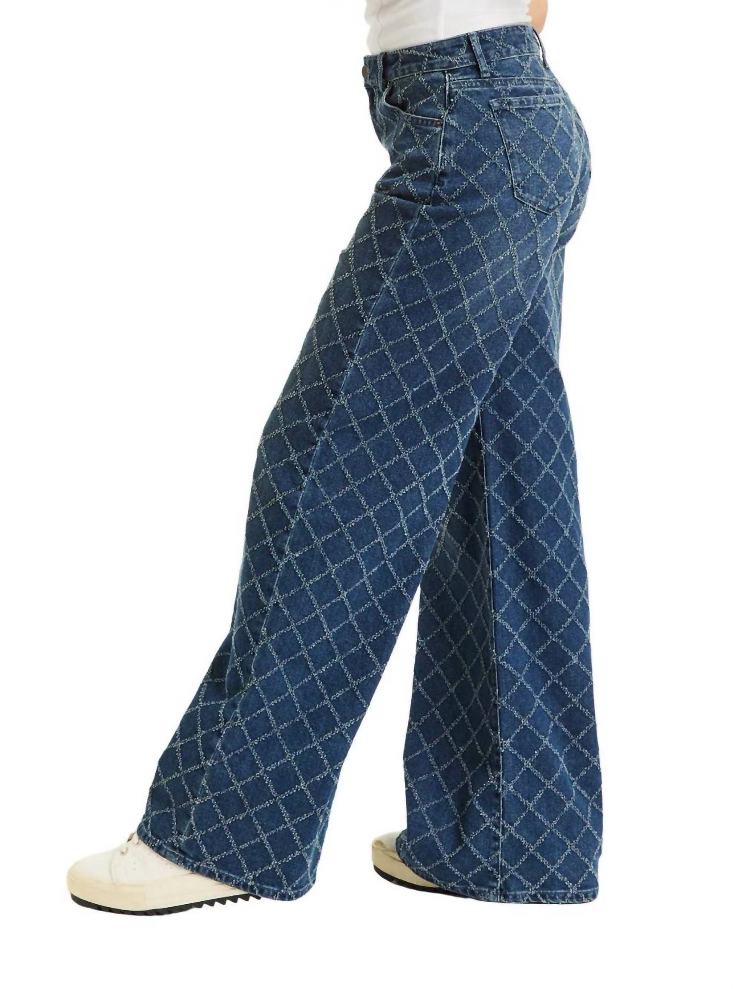 tractr Spark & Stitch Wide Leg Jeans in denim - women's pants - alternate view