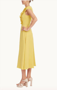 Badgley Mischka - Floral Appliqué Cap sleeve Midi Dress
