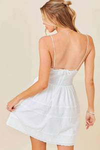 Baby Pink - Mixed Lace Inset Tiered Mini Dress