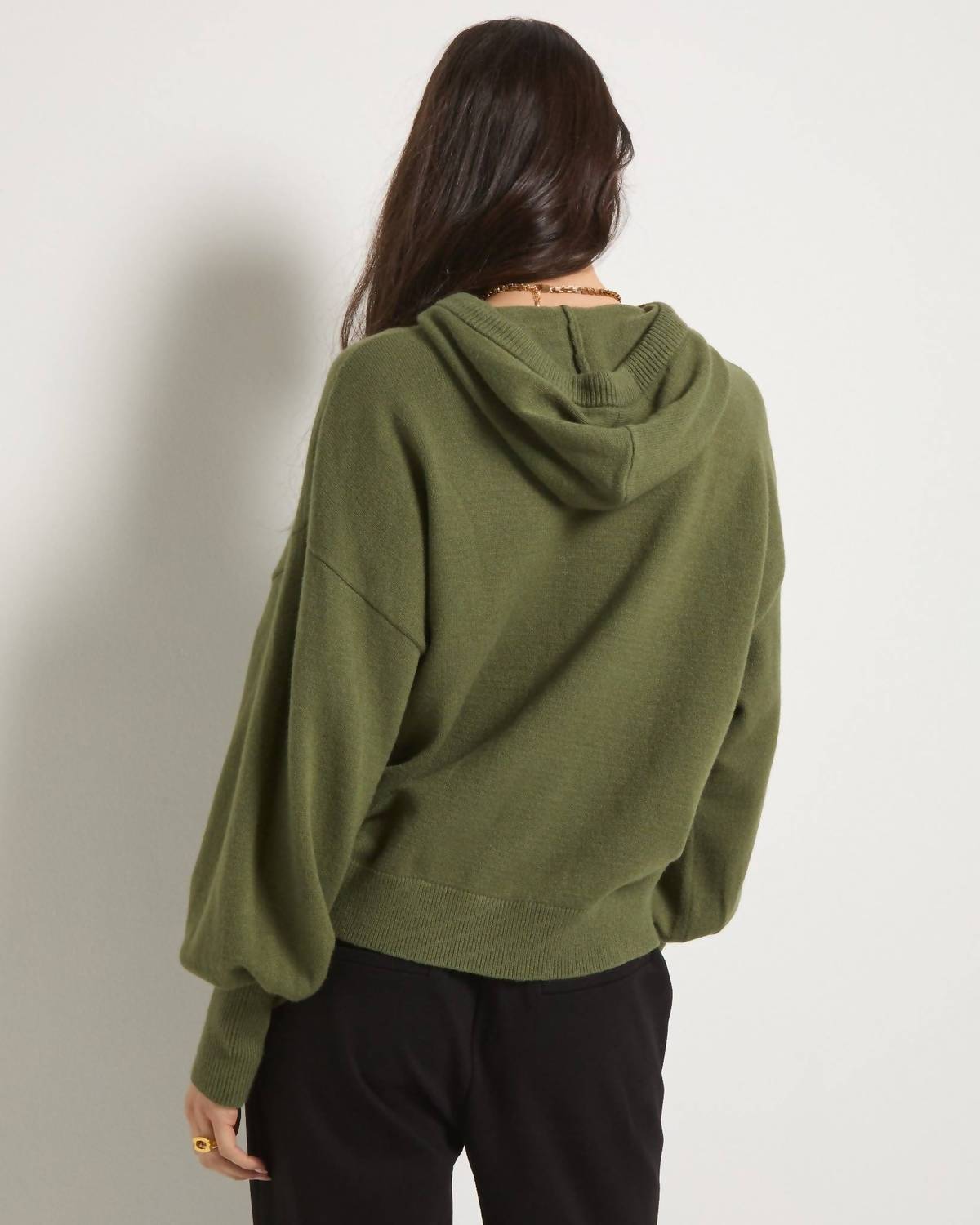 Seventy Eight and Sunny Grace Hooded Sweater in green - women's top - alternate view