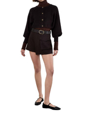 Apricot - Ribbed Batwing Cropped Cardigan