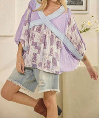 Oli & Hali - Washed Rib Crossed Patchwork Top