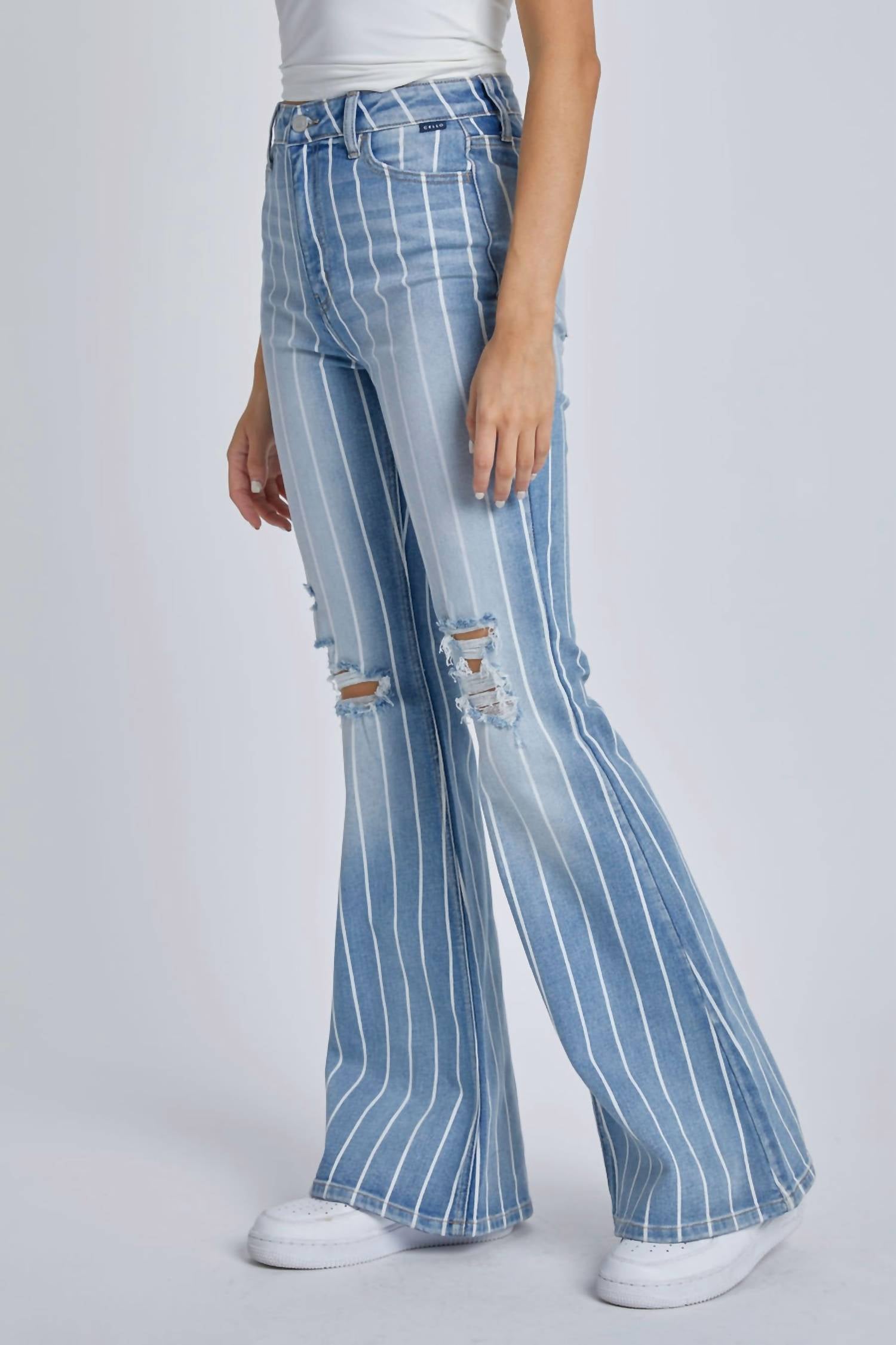 Cello - Vertical Striped High Rise Super Flare