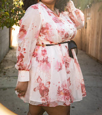 Latiste - Sweet Like Ice Cream Chiffon Empire Waist Mini Dress - Plus Size