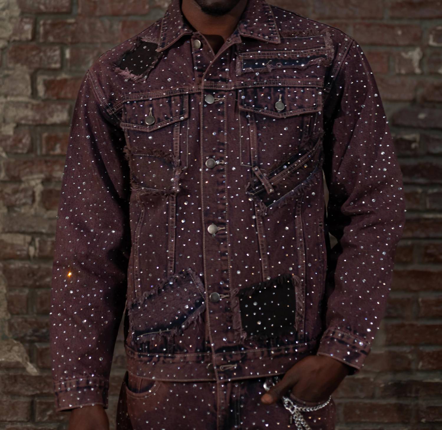 Knotwtr - Unisex Rhinestone Denim Jacket