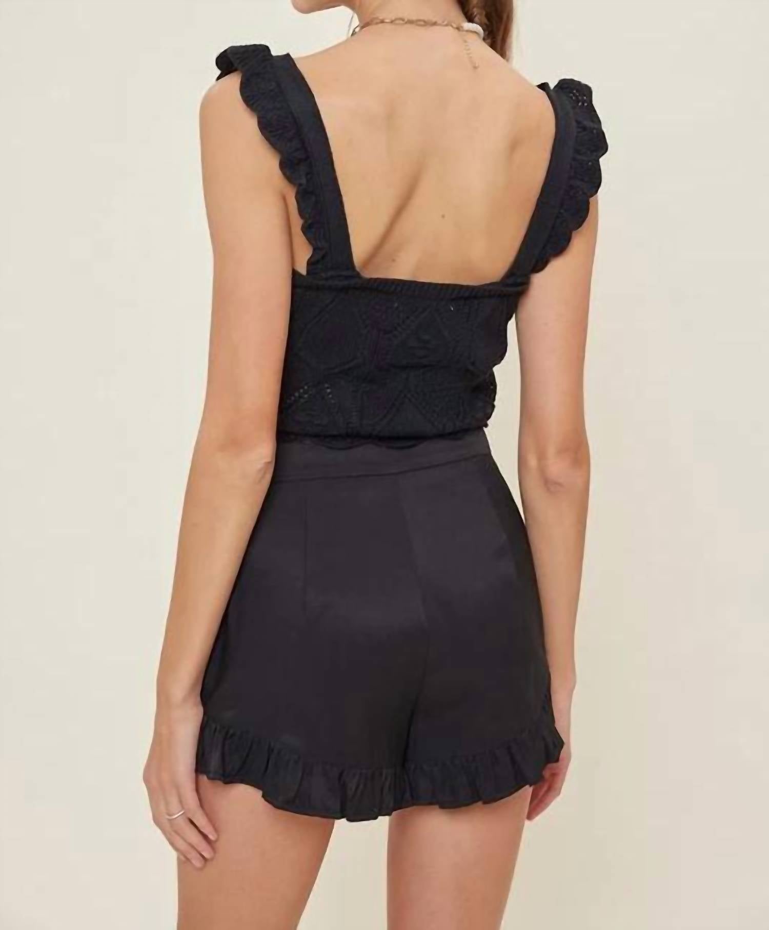 Idem Ditto - Ruffle Detailed Pointelle Knit Top