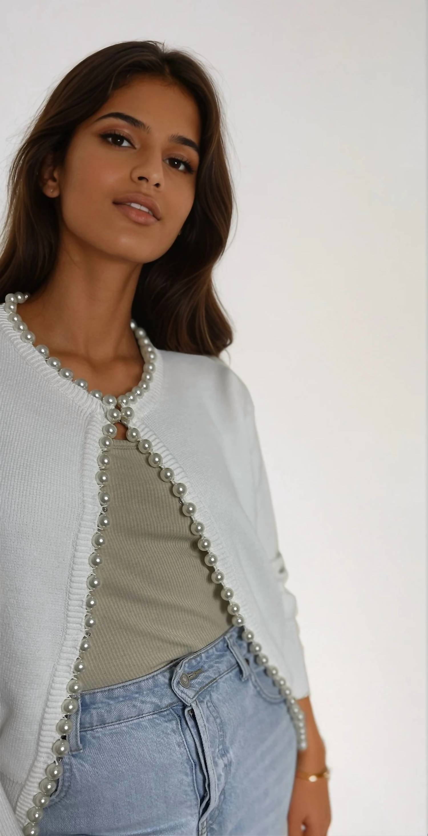 Self-Same - Charlotte Pearl Trim Cardigan