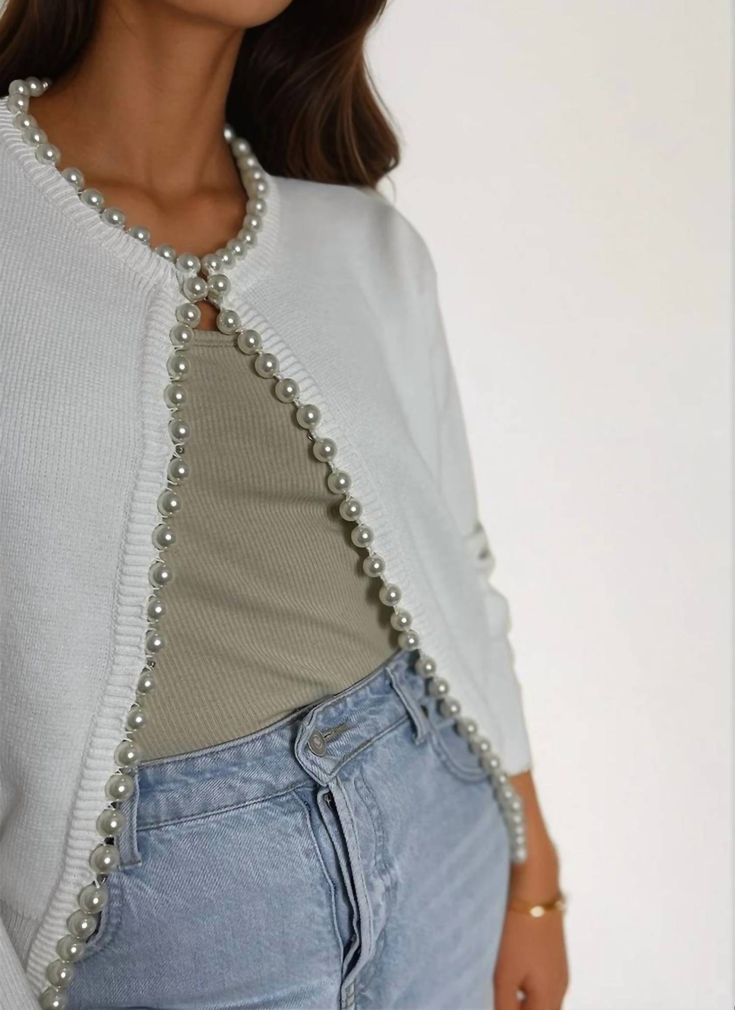 Self-Same - Charlotte Pearl Trim Cardigan