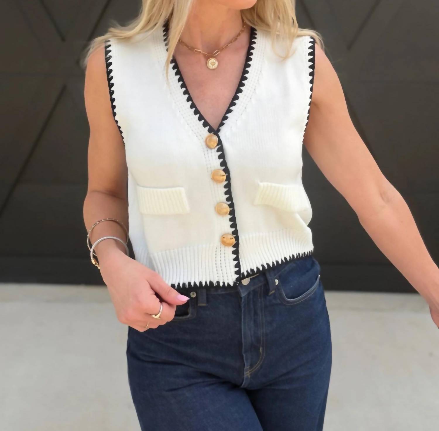 Mccolin - Button Front Statement Vest