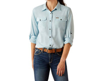 ARIAT Women's Rebar Venttek Durastretch Long Sleeve Shirt in milky blue - women's shirt