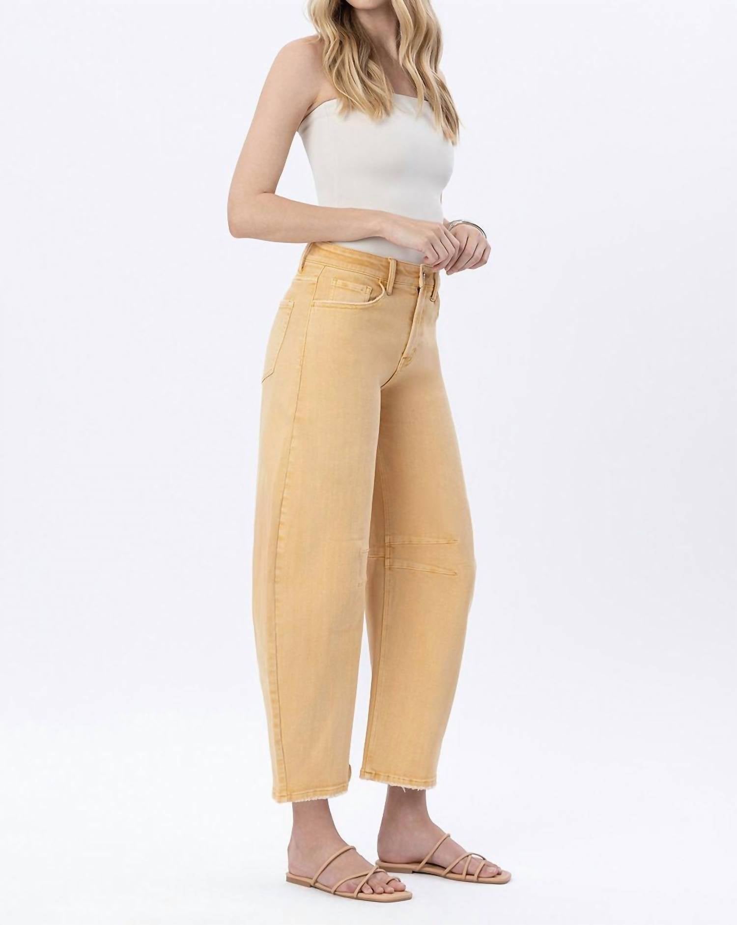 Vervet By Flying Monkey - Harvest Haze Barrel Leg High Rise Jeans