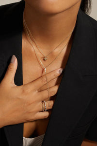 Eklexic - Women's Cz & Opal Thin Chain Lariat Necklace