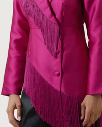 SUGARLIPS Liv Fringe Blazer in magenta - women's jacket - view 4