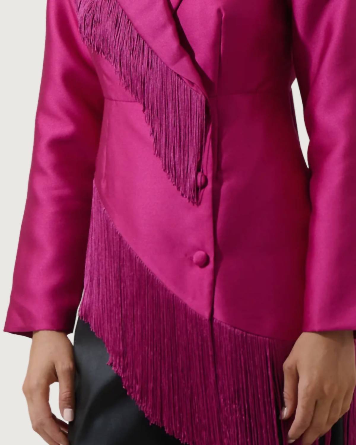 SUGARLIPS Liv Fringe Blazer in magenta - women's jacket - view 4