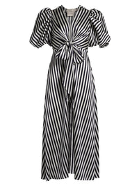 Silvia Tcherassi - Stripe Wrap Silk Tie Midi Dress
