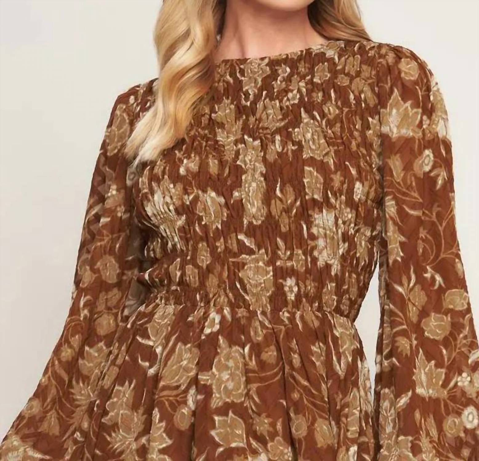 Flying Tomato - Golden Meadow Smocked Mini Dress