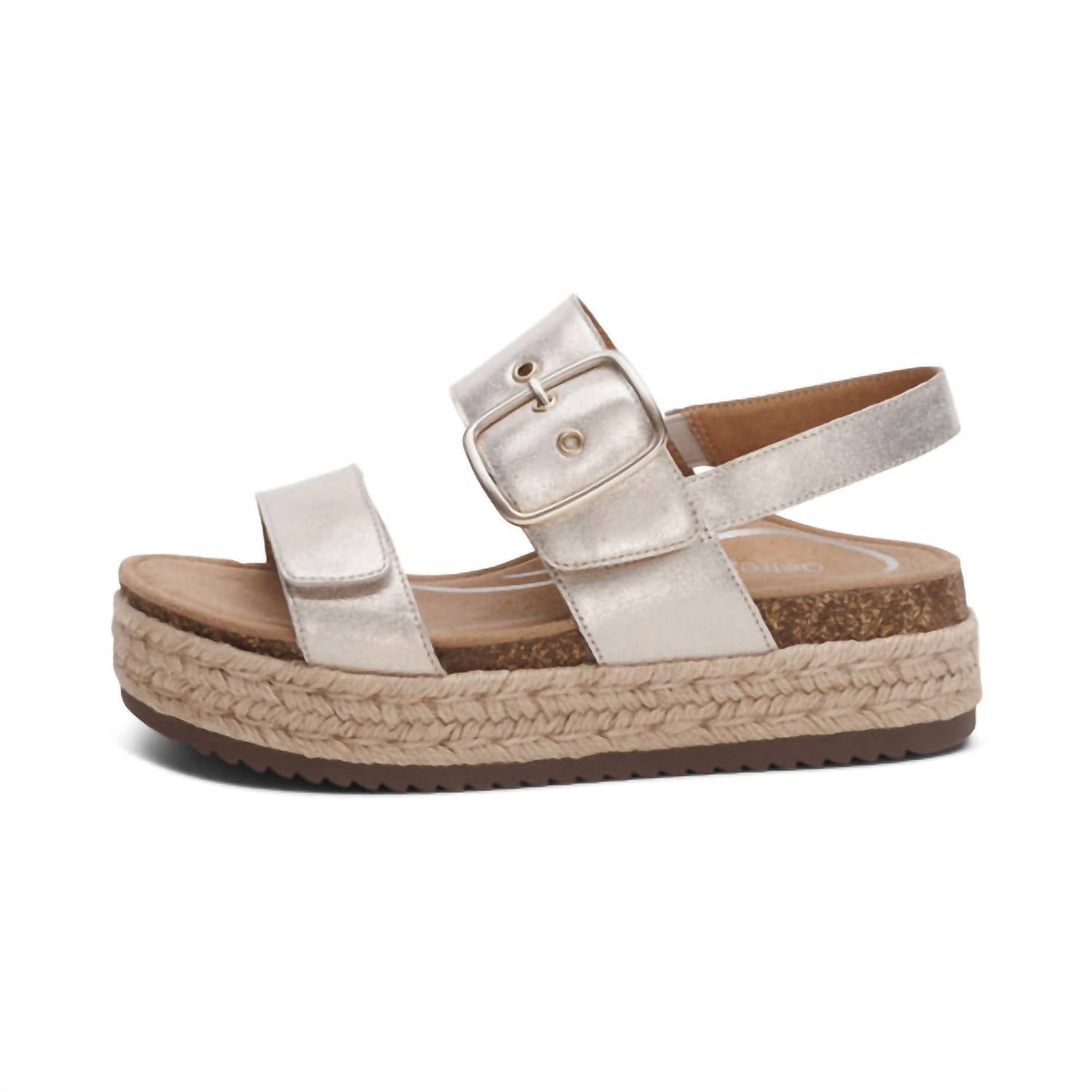 Aetrex Women's Vania Platform Sandal in champagne - women's sandal - detail view