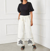 Karen Kane - Evie Embroidered Drawstring Ankle Pants