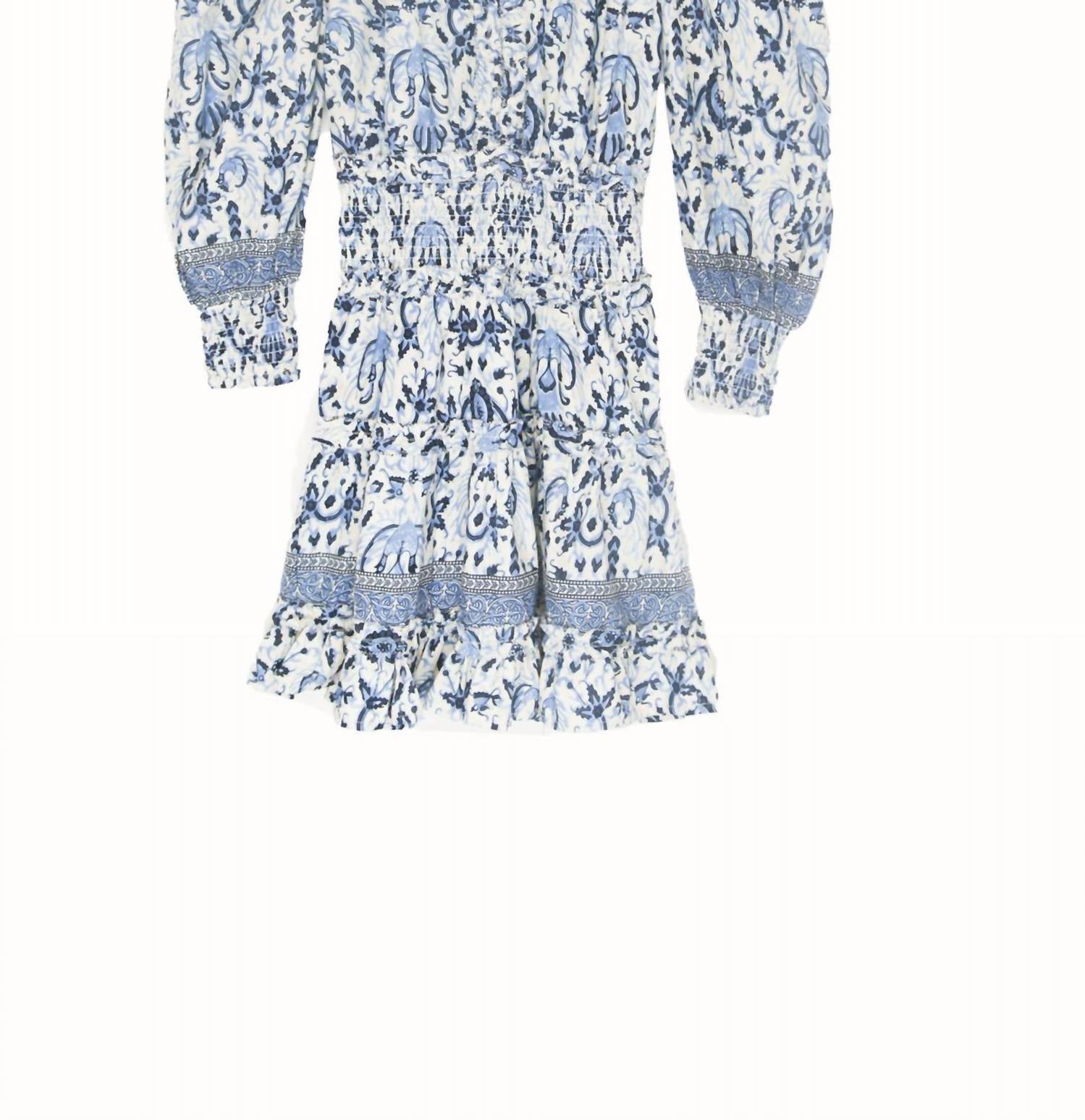 Eleanor Mabelline Print V-Neck Tiered Mini Dress