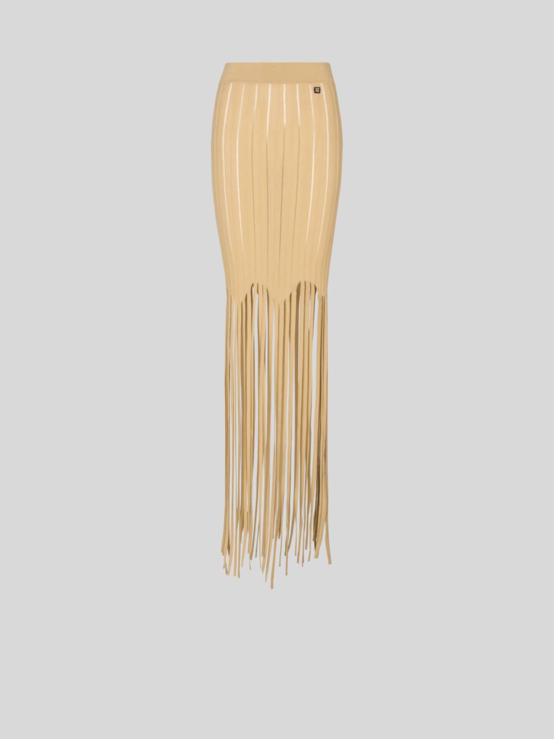 Balmain - Flechage Fringed Knit Long Skirt