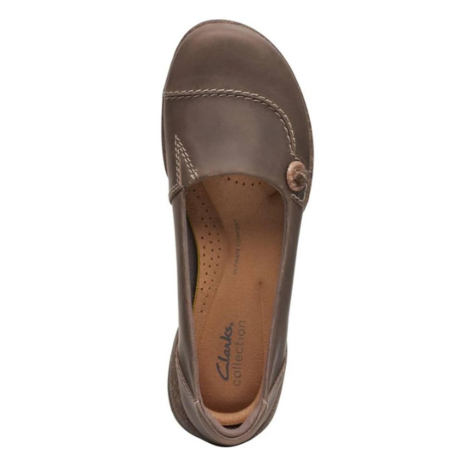 Clarks Women's Roseville Sky Loafer in dark taupe leather - women's flats - view 7